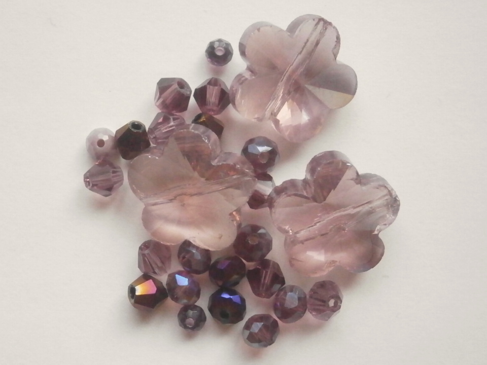 ガラスビーズ★花★パープル系★D拍卖