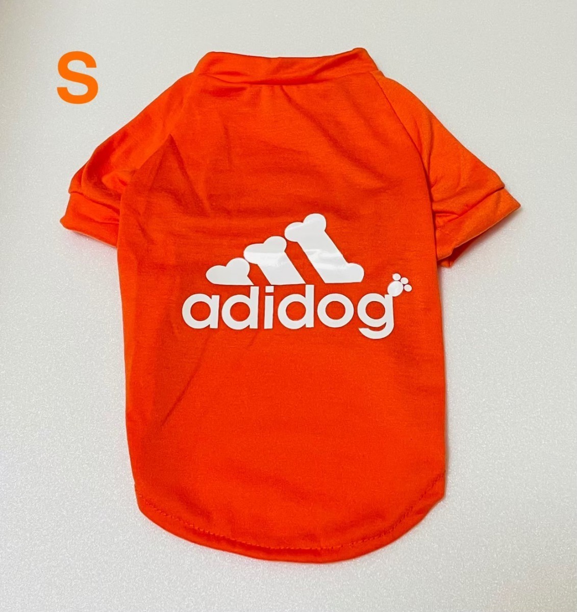 新品☆adidog アディドッグTシャツSサイズ新作オレンジ犬服ペット服人気おしゃれスポーツ☆拍卖