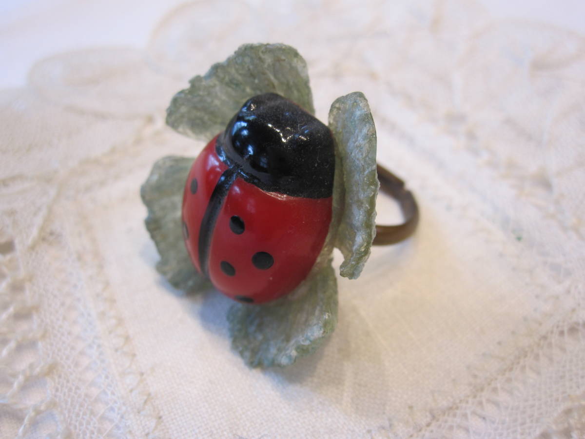 Vintege antique Coccihlle Lady bug France ヴィンテージ てんとう虫モチーフ 指輪 リング デッドストック品 アンティーク拍卖