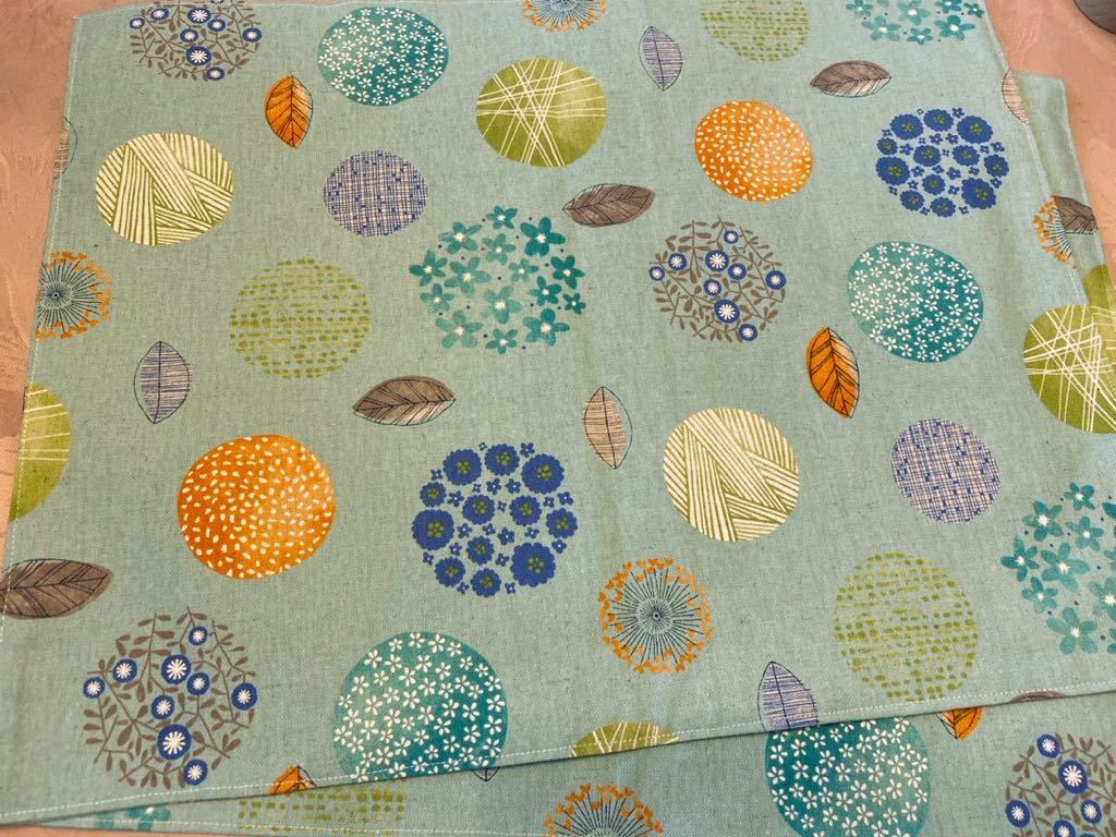 NO.2-41 裏付ランチョンマット ハンドメイド 35x45 2枚組 花柄 水色拍卖