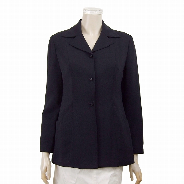 新品同様★ホコモモラ*Jocomomola*艶黒*しなやか洗練ジャケット*春~秋向き*大きいサイズ*42(LLサイズ.13号)拍卖