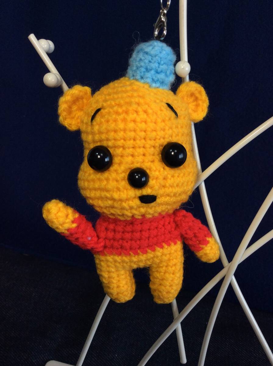 編みぐるみ あみぐるみ ストラップ帽子をかぶるプーさん その2拍卖