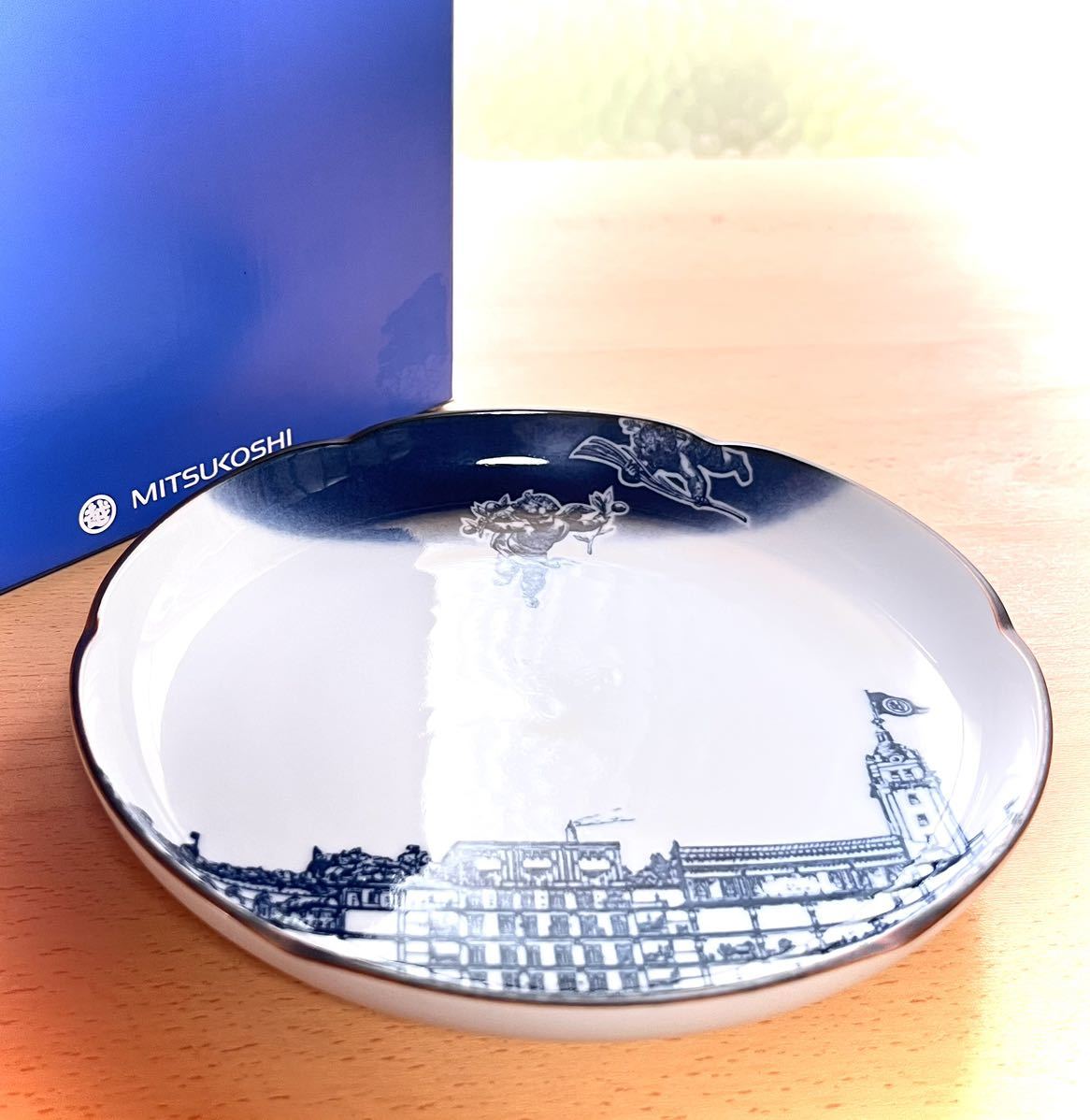 三越呉服店店章 三越謹製 中皿(19cm) たち吉製 プレート皿 和食器拍卖