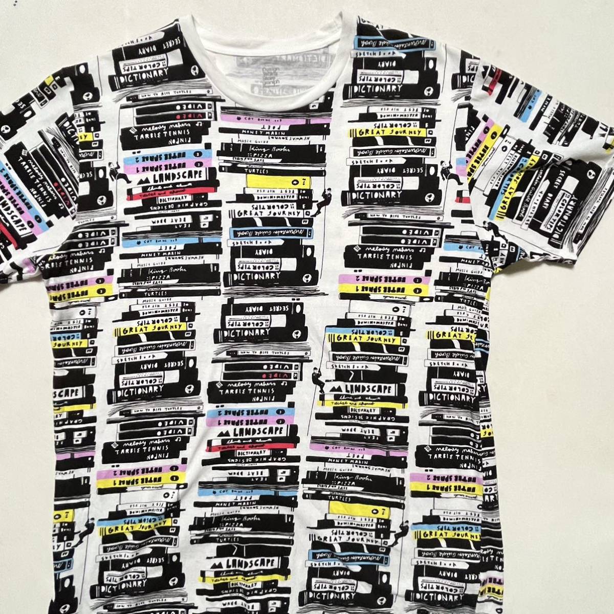 graniph グラニフ カセットテープ Tシャツ 総柄 L 美品 管理B1433拍卖