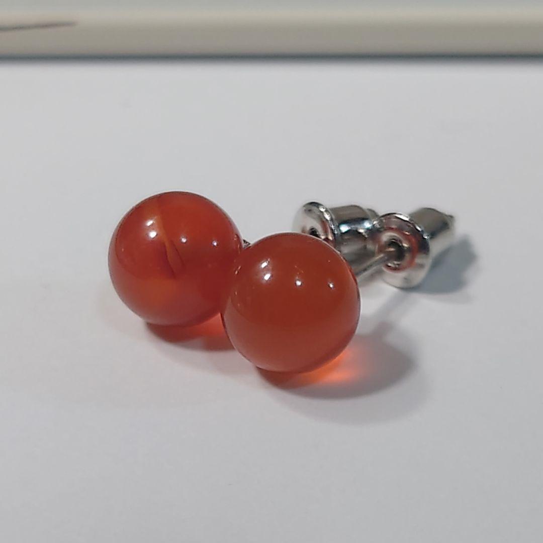 【勇気の石】カーネリアン(紅玉髄)の8mmピアス 両耳用拍卖