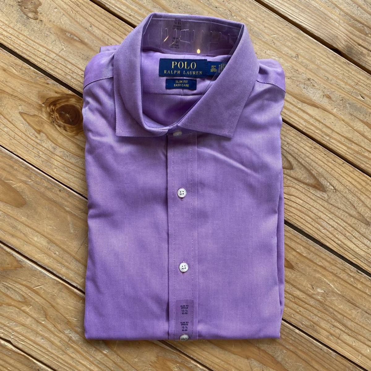 USA古着 POLO RALPH LAUREN ポロラルフローレン 長袖 ドレスシャツ メンズ 15 1/2 32/33 ピンクパープル 美品 デッドストック 未使用 T2130拍卖