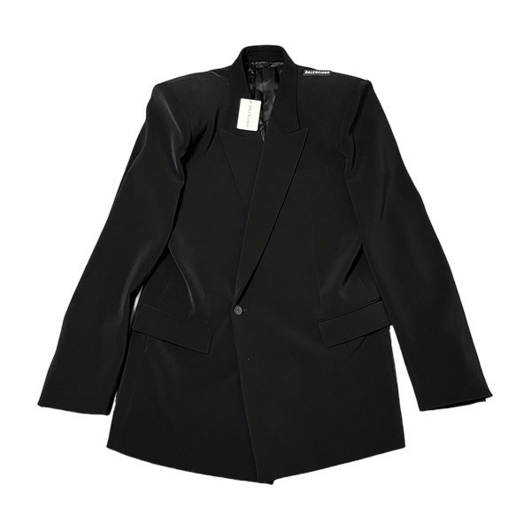 【新品】BALENCIAGA 肩ロゴタグ シングル ジャケット ブラック 48拍卖