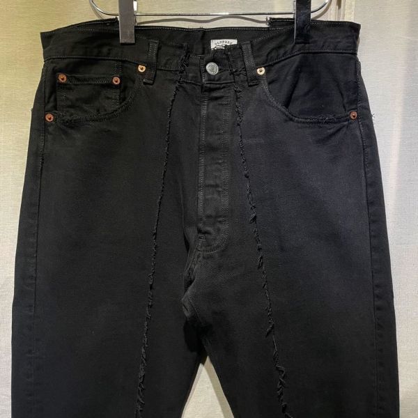 OLD PARK × Levi’s 再構築 ブラック L デニムパンツ ヴィンテージ 501 黒 リメイク カスタム 90s拍卖