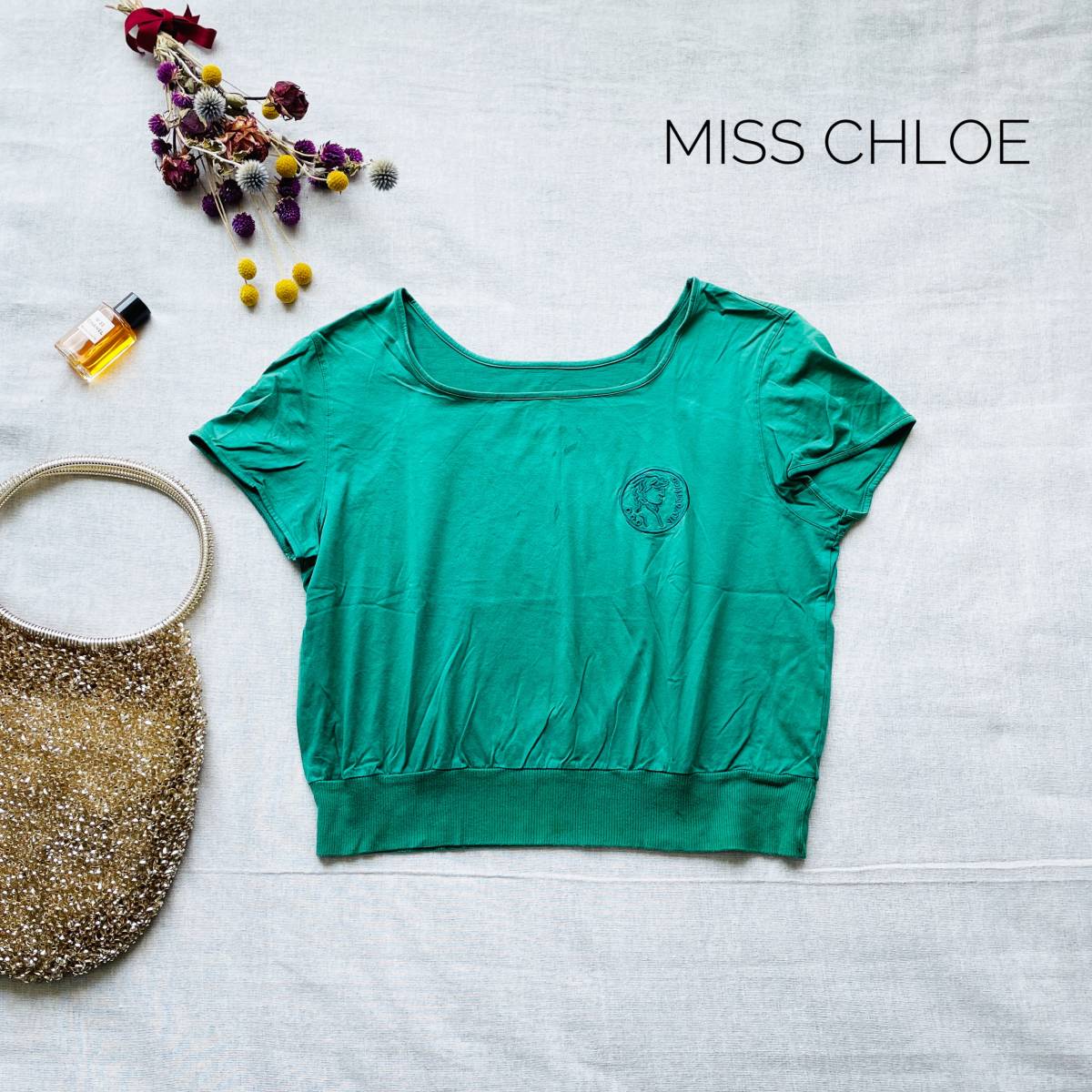 厳選☆レア 大人おしゃれ♪ ミスクロエ グリーントップス 刺繍 コットン100% 拍卖