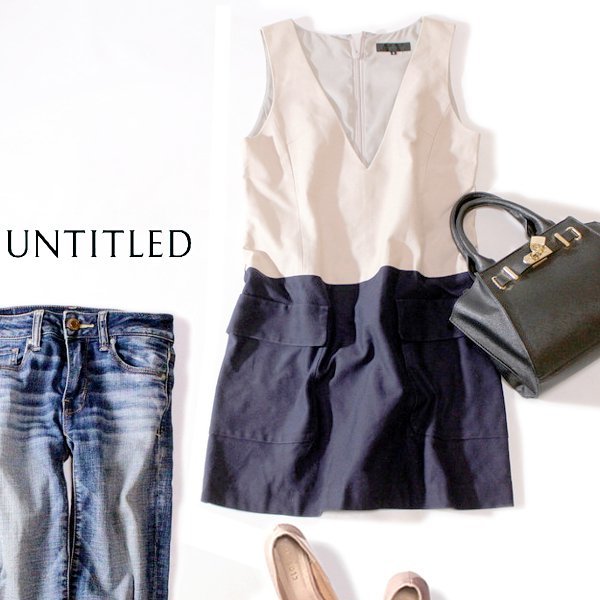 ☆☆ 美品UNTITLED アンタイトル ☆☆ 大人可愛い バイカラー コットン ワンピース 2号 M 春 夏 23B06拍卖