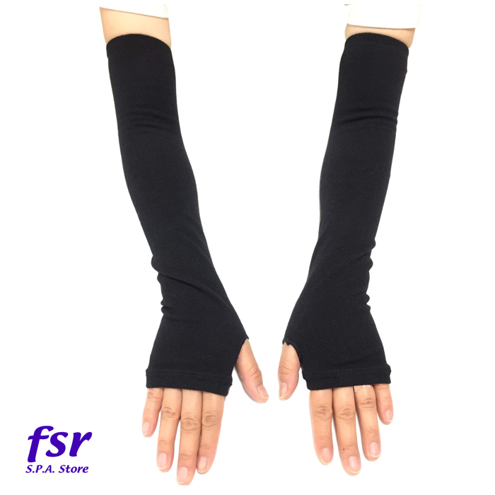 アームカバー 45cmひじ上丈 紫外線カット UV効果 日焼け防止 冷房対策 腕カ バー 手袋 指なし 手のひら滑り止め付き ACV-2221-BK拍卖