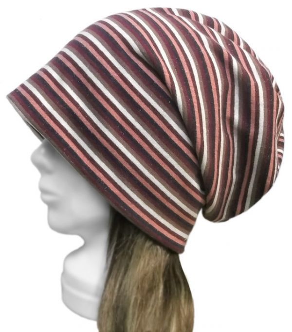 ◇送料無料◇ ハンドメイド◆ルーズワッチキャップ◆天竺織ボーダーコットンニット/mixカラー ◇ゆったり・小顔効果・長いシーズン着用◇拍卖