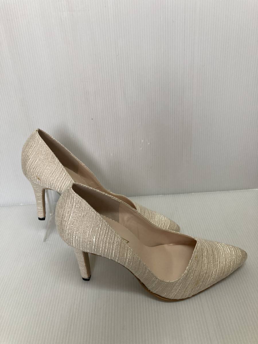●訳あり品●Jelly beans ピンヒールパンプス 117-01890 ベージュ布 24.0㎝ ヒール高さ約9㎝ パーティー仕様に最適 おしゃれな生地拍卖