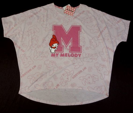即決◆マイメロディ Sanrio◆ 半袖Tシャツ【L】新品タグ付き 総柄 ドルマン レディースサイズ ◆拍卖