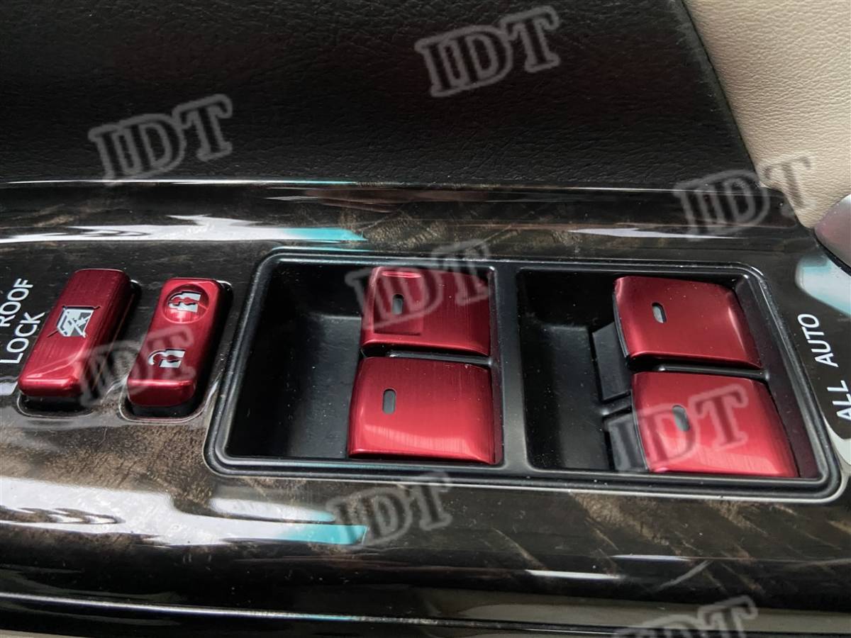 クラウンロイヤル GRS200系 アルミ パワーウインドウ スイッチ カバー 赤 レッド ボタン ガーニッシュ カスタム パーツ 簡単取付拍卖