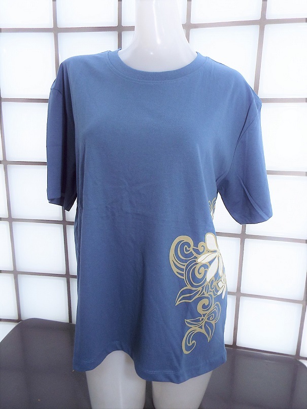 ティモシー プルメリア ブルー Lサイズ 天竺 綿100% 半袖Tシャツ 新品 Timothy拍卖