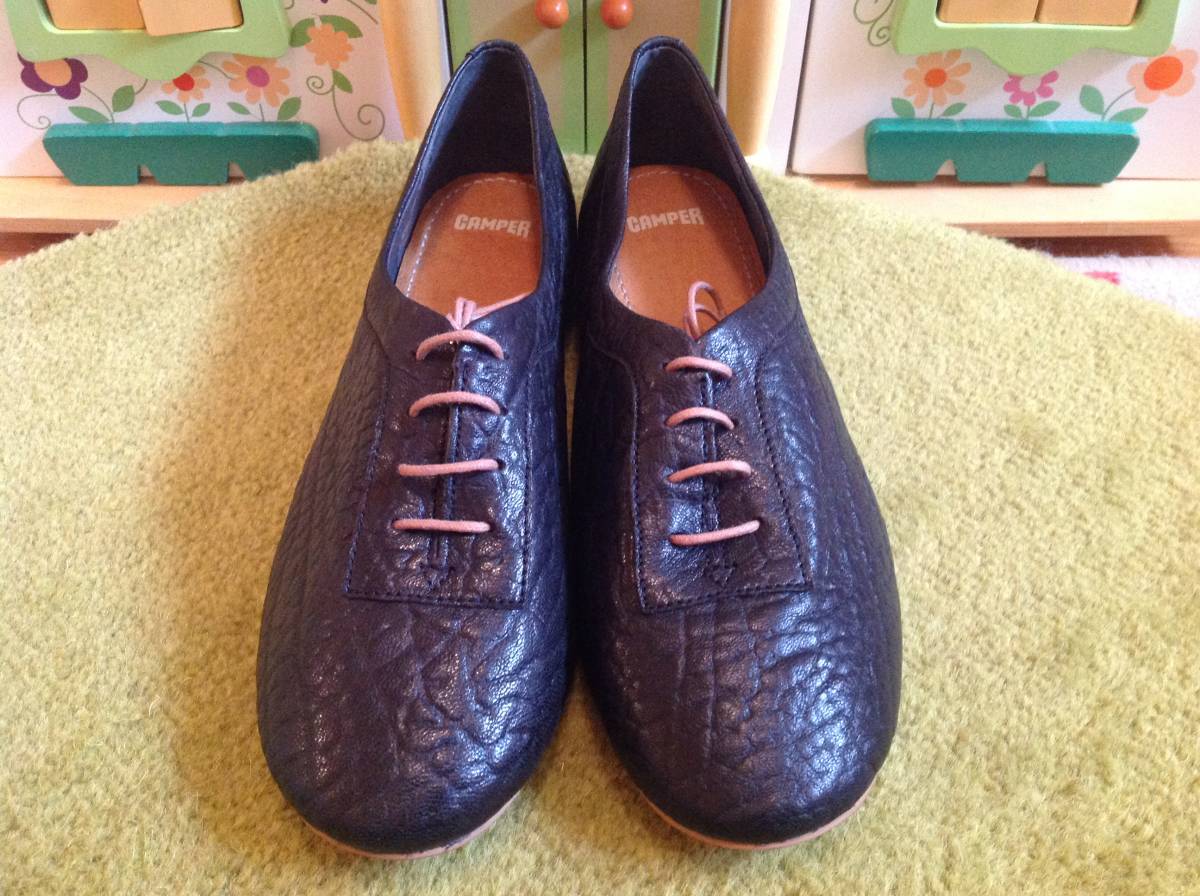 ★カンペール新品 Casi Casi Haiku 黒×レースアップ クロコ柄37★即決拍卖