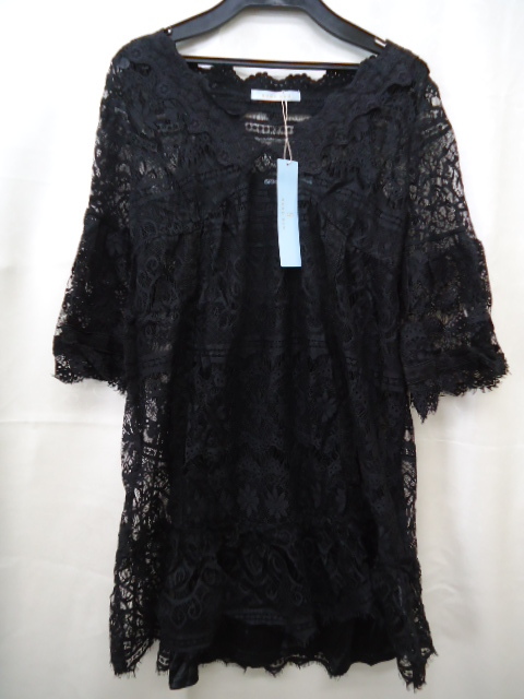 【KCM】zu-122-38★未使用★【NORD SUD/ノール シュド)】レトロ風ワンピース レース ペチコート付き 38 ブラック レディース拍卖