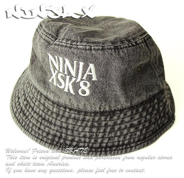 NINJA X (ニンジャエックス) バケットハット 帽子 NEWHATTAN Original Anti rogo Washed Denim Bucket Hat Black ブラックデニム (S/M)拍卖