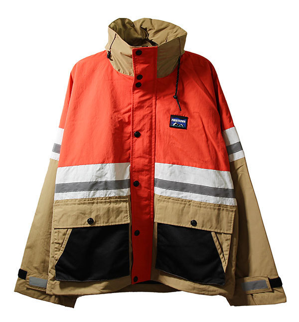 FIRST DOWN (ファーストダウン) ナイロンジャケット マウンテンパーカー HERITAGE HOODED JKT SYUIRO ベージュ×オレンジ (XL)拍卖