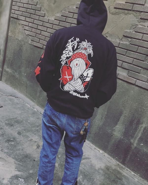 NINJA X パーカー プルオーバー Straight Edge Pullover Hoodie Original 2018 Black ブラック (L) GILDAN スケボー SKATE拍卖