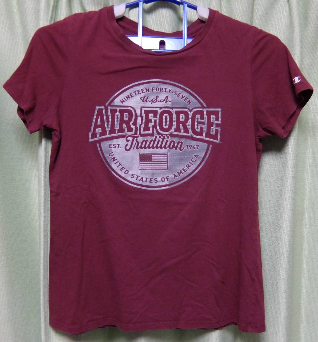 US AIR FORCE チャンピオン 半袖Tシャツ レディース L(メンズS~M位)CHAMPION 中古拍卖