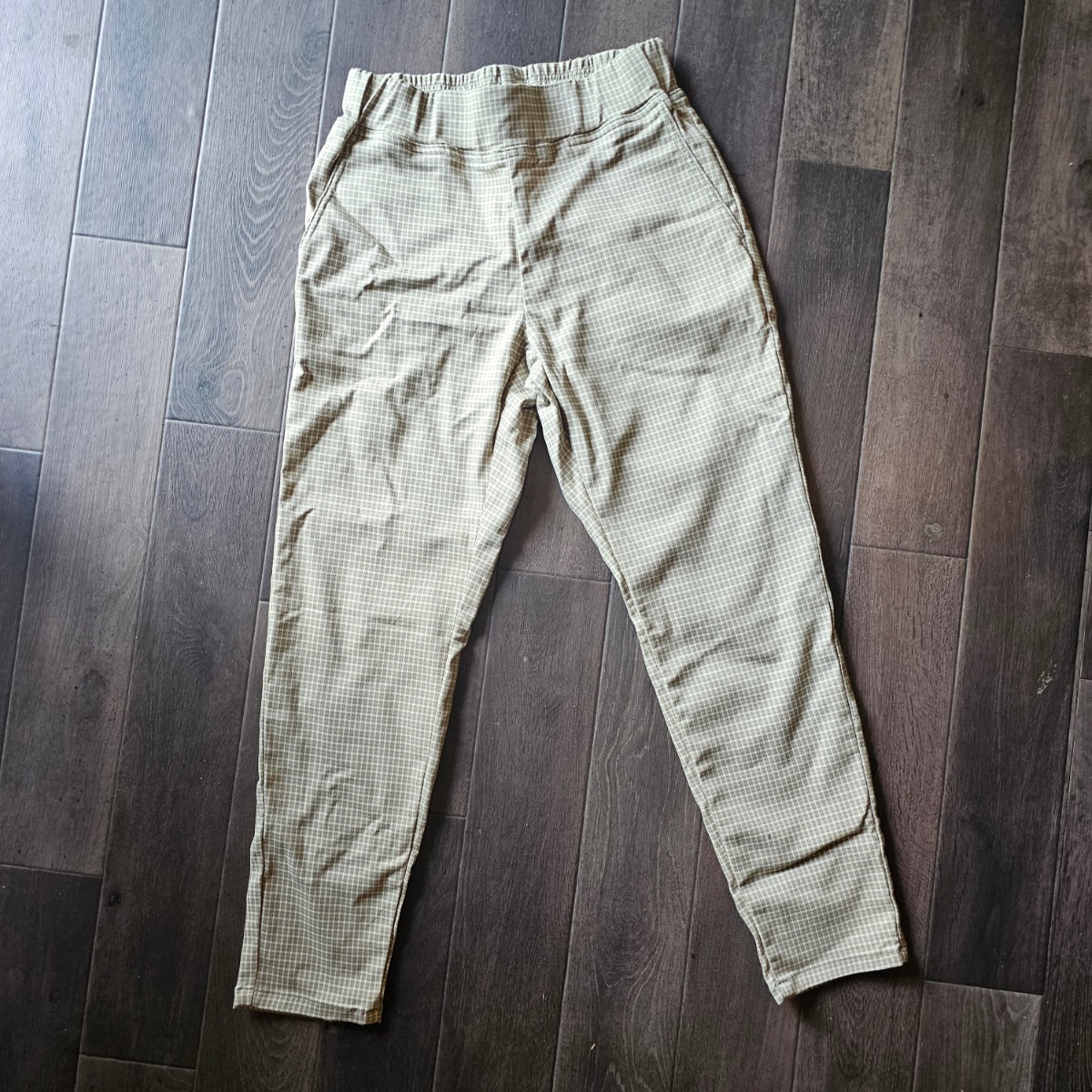 未使用 espace de calma エスパスデカルムマ モンスターストレッチ美脚テーパードパンツ チェック柄 パンツ★ウエスト太ゴム QVCQVC拍卖