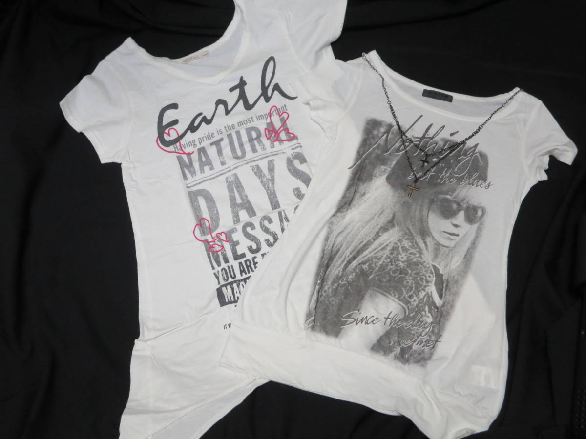 Tシャツ◆Fits Life relaxing clothing cox◆コックス◆変形◆バルーン◆ロング丈◆飾り付き◆М拍卖