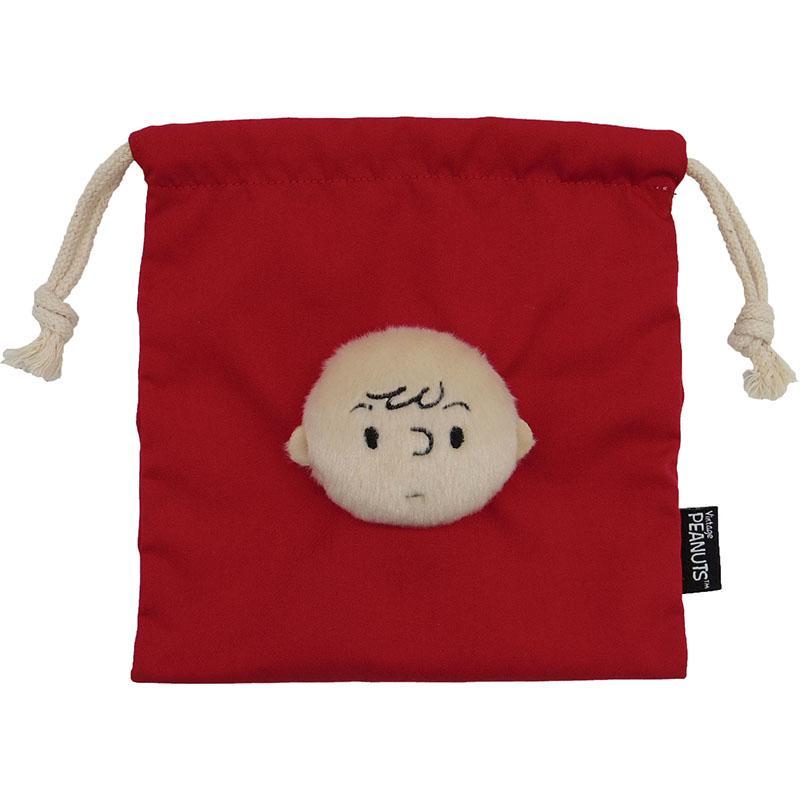 スヌーピー ボアフェイス巾着 ピーナッツ チャーリーブラウン 50s拍卖