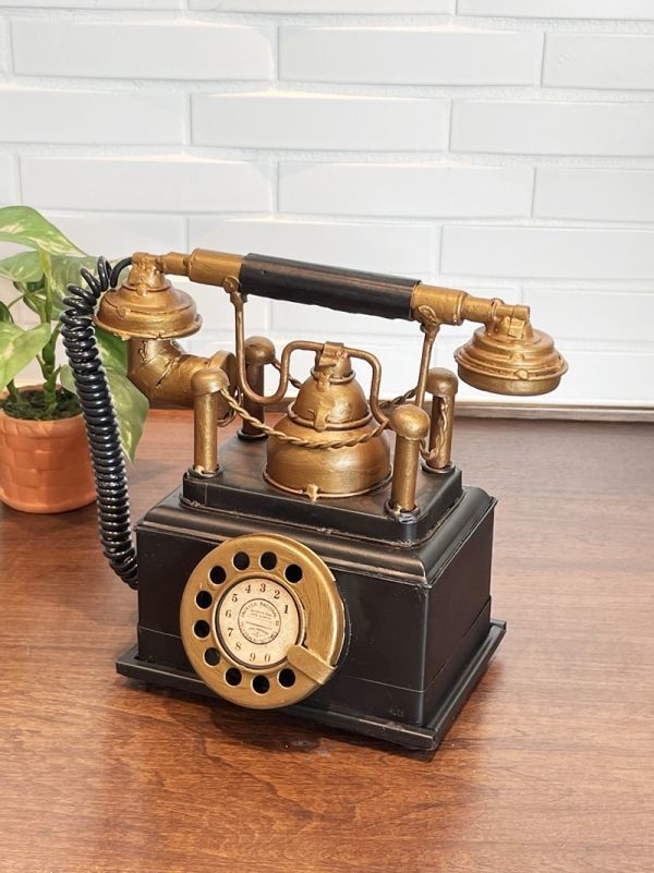 ビンテージ アイアン コインバンク 貯金箱 電話 テレフォンコインバンク コイン入れ オブジェ 飾り インテリア 雑貨 置物 コレクション拍卖