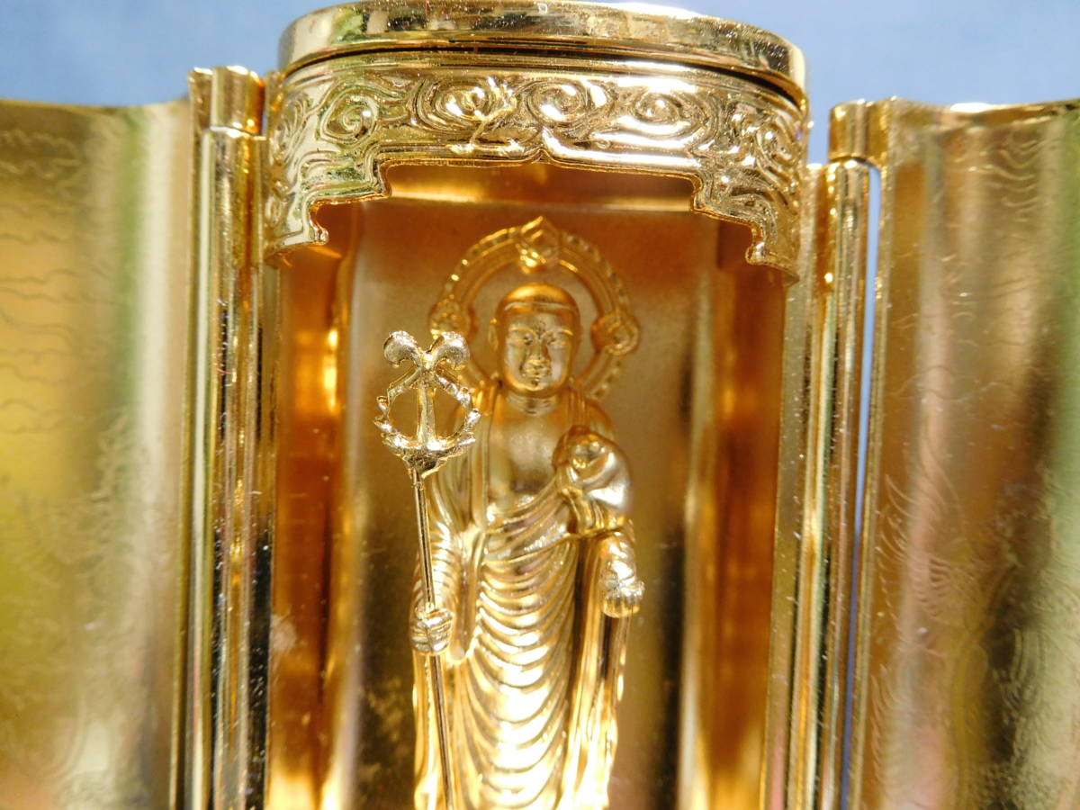 B16-412W 仏像 地蔵菩薩像 合金 金色メッキ 高さ約10cm (15)拍卖