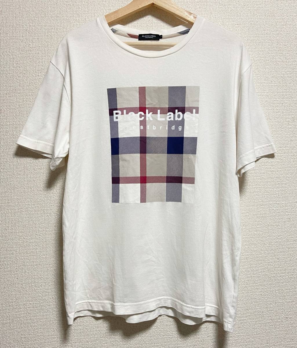 美品 サイズL ブラックレーベルクレストブリッジ チェック Tシャツ 白 BLACK LABEL CRESTBRIDGE拍卖