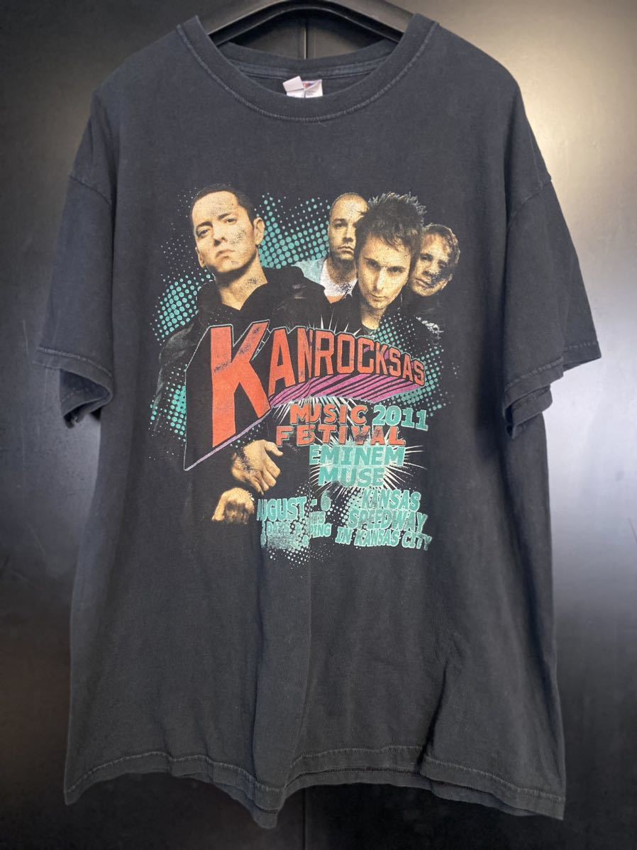 激レア当時物 EMINEM Tシャツ ヴィンテージ HIP HOP Tシャツ MUSIC FESTIVAL ブラック エミネム サイズXL RAP Tシャツ 拍卖