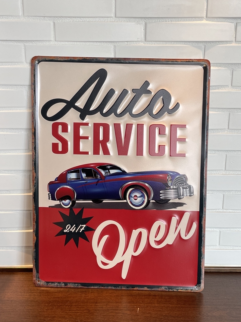 ★ブリキ 看板 アイアン アンティーク エンボスプレート 車 カー ビンテージ ガレージ 店舗 壁飾り アメリカン雑貨 プレート Tu062710拍卖