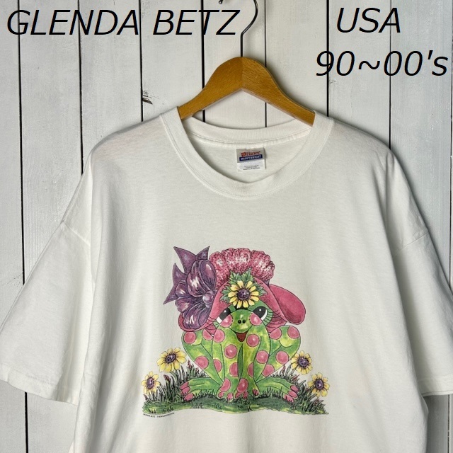 T●290 USA古着 90s~00s GLENDA BETZ イラストグラフィックTシャツ XL 46-48 白 オールド ヴィンテージ アメリカ古着 Hanes拍卖