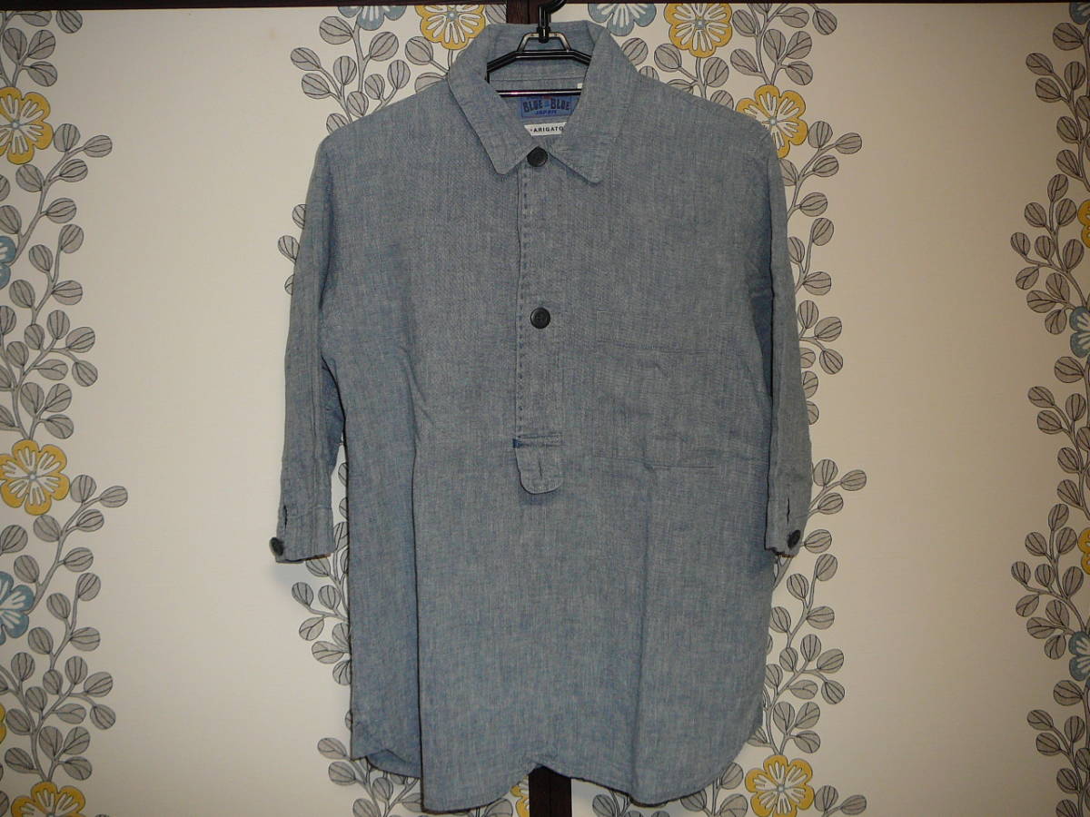 美品 ブルーブルー BLUEBLUE ジャパン シャツ デニムカラー 綿麻 サイズ1 替えボタン付き 日本製 株式会社聖林公司拍卖
