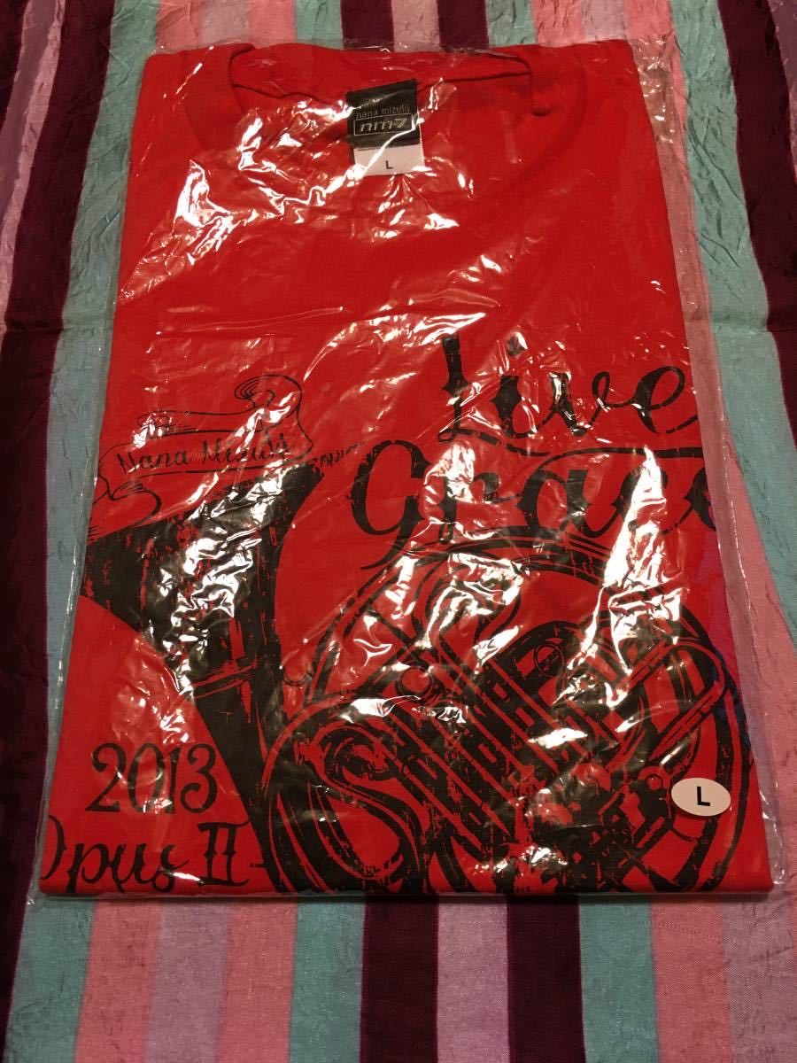 水樹奈々 Tシャツ(Horn ver.) レッド Lサイズ 「NANA MIZUKI LIVE GRACE 2013 -OPUS II-」拍卖