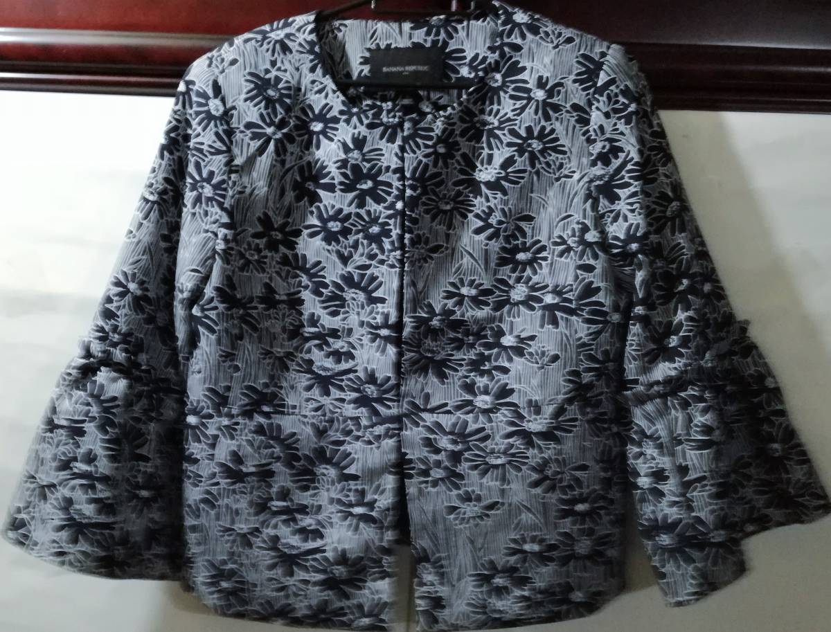 新品 バナナリパブリック フレア袖 ジャケット 6 L~LL位 花柄 洗濯機可拍卖
