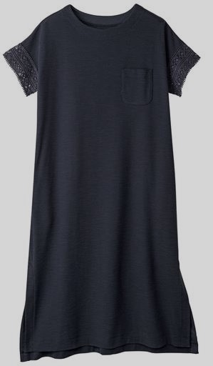 新品 セシール レーススリーブワンピース L LL位 紺拍卖