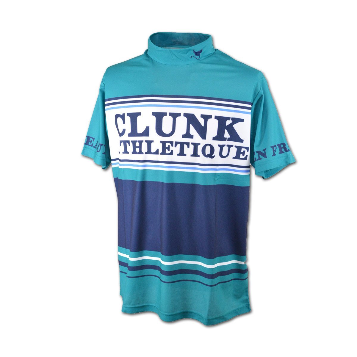 30%OFF【クランク】メンズ 半袖ハイネックシャツ M グリーン×紺×白 CL5PTG56 DGRN CLUNK ゴルフ おしゃれ かっこいい @拍卖