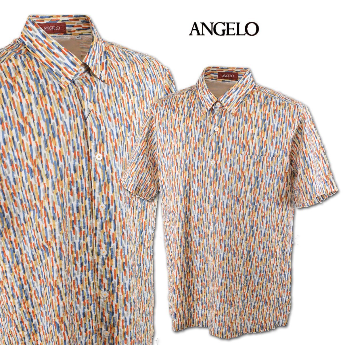 30%OFF【アンジェロ】メンズ 半袖シャツ L(48) オレンジ 31-2103-04-75 ANGELO カジュアル おしゃれ かっこいい 高級素材 日本製 @拍卖