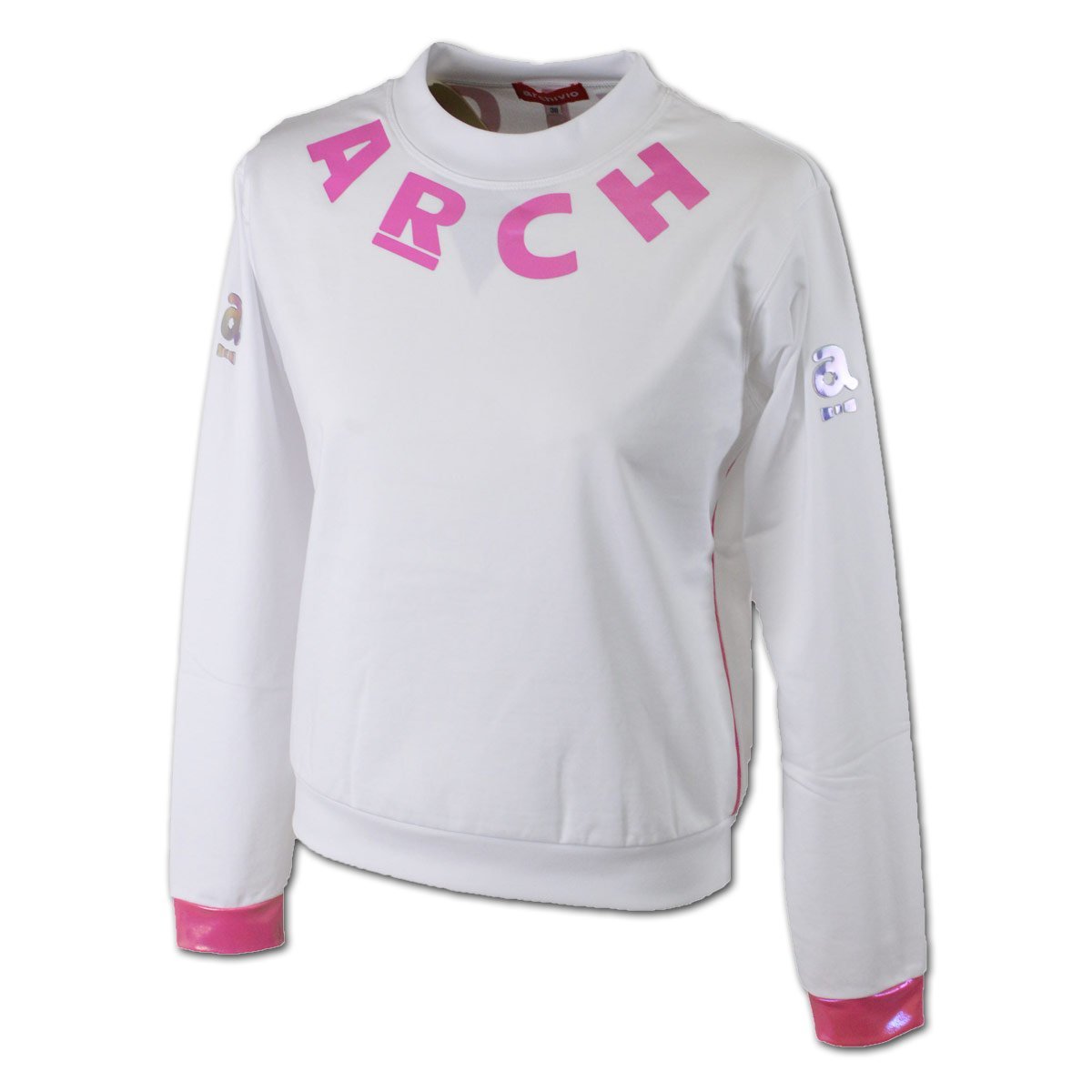 40%OFF★アルチビオ★長袖プルオーバー レディース M(9号・38) 白×ピンク 259204-192 archivio ゴルフ おしゃれ キュート @拍卖