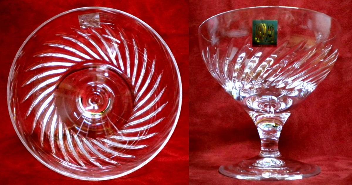 売切 HOYA クリスタル デザート Fカット グラス 容量230cc 1客 纏購入特典有 箱無 A/D 寸法φ上98/下65×H92mm、重量170g 口元厚1.5mm拍卖