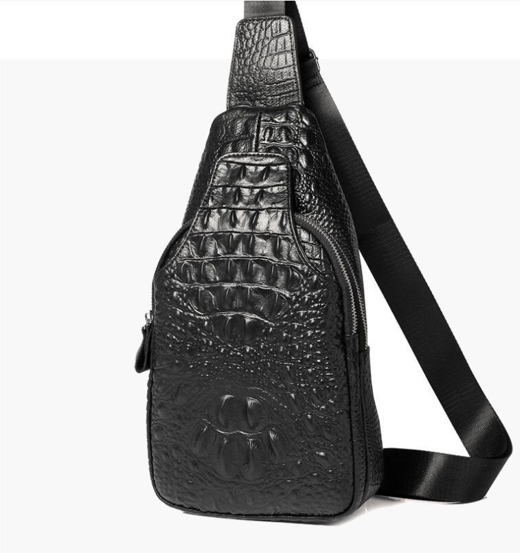 メンズ ボディーバッグ クロコダイル型押し レザー ショルダーバッグ 斜めがけ 本革 牛革 ワンショルダー 鞄 黒拍卖