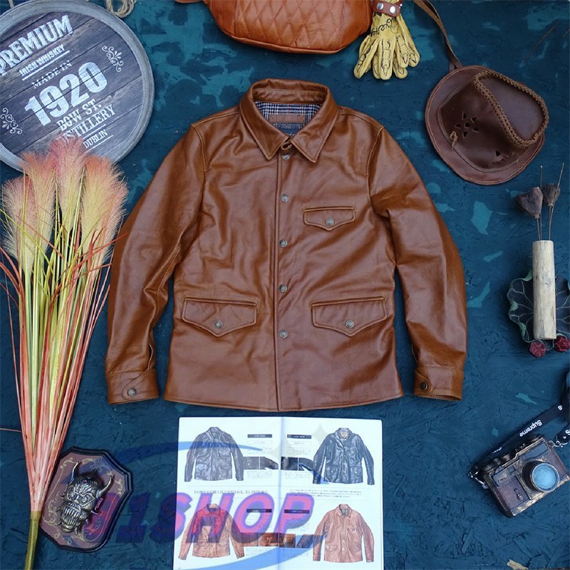 「81SHOP」50sヴィンテージ復刻 高品質カウレザー レザージャケット☆本革 革ジャン アメカジM~3XL拍卖