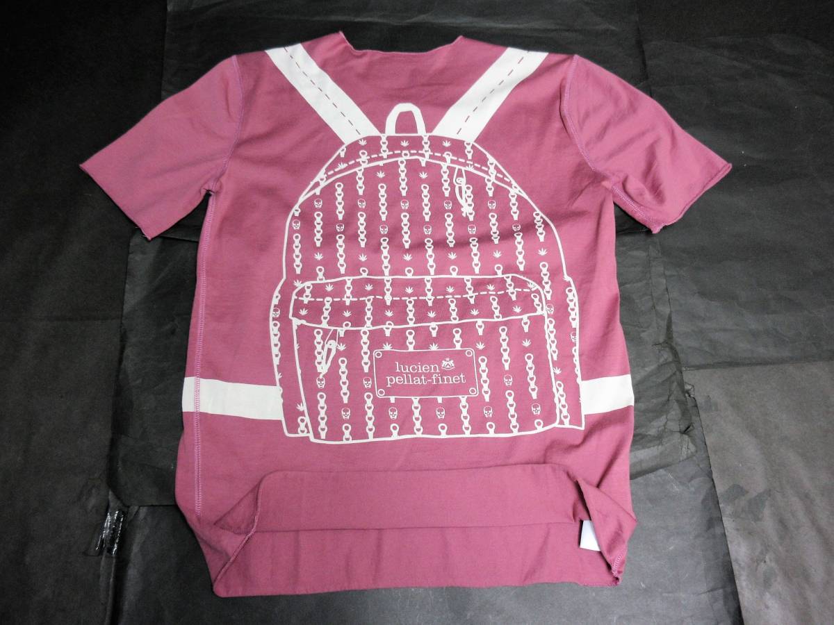 ルシアンペラフィネ★リュック柄プリントカットソー S(M相当) 薄いワインレッド★新品拍卖