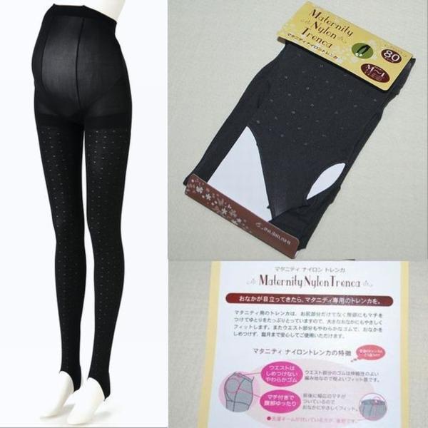 送料無料 犬印 L/LL マタニティトレンカ 80デニールチャコール柄 ポイント消化拍卖