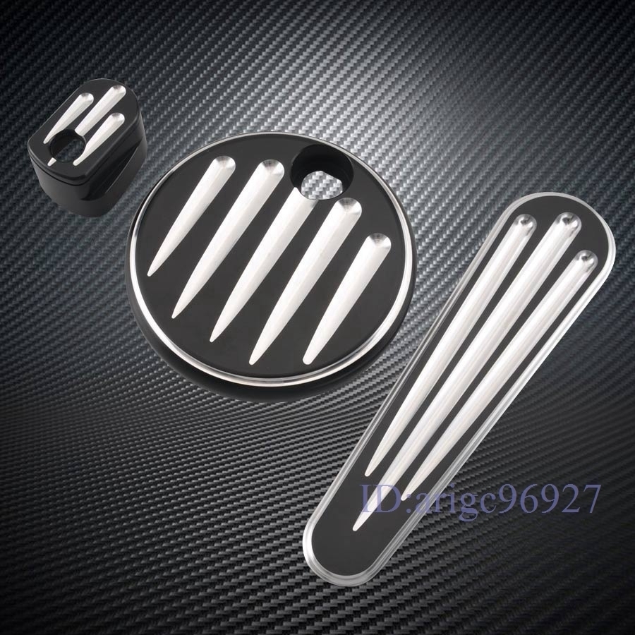 F061★ディープカット3点 フェールドアカバー イグニッションスイッチカバー ダッシュインサート flhx flht fltr アレンネス ハーレー拍卖