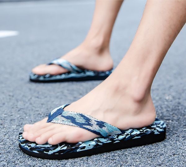 迷彩 サンダル【青 27-26.5cm】 sa23 ビーチサンダル カモフラ カモフラージュ トング アウトドア キャンプ 軽量 海 夏 春 ネイビー 1拍卖