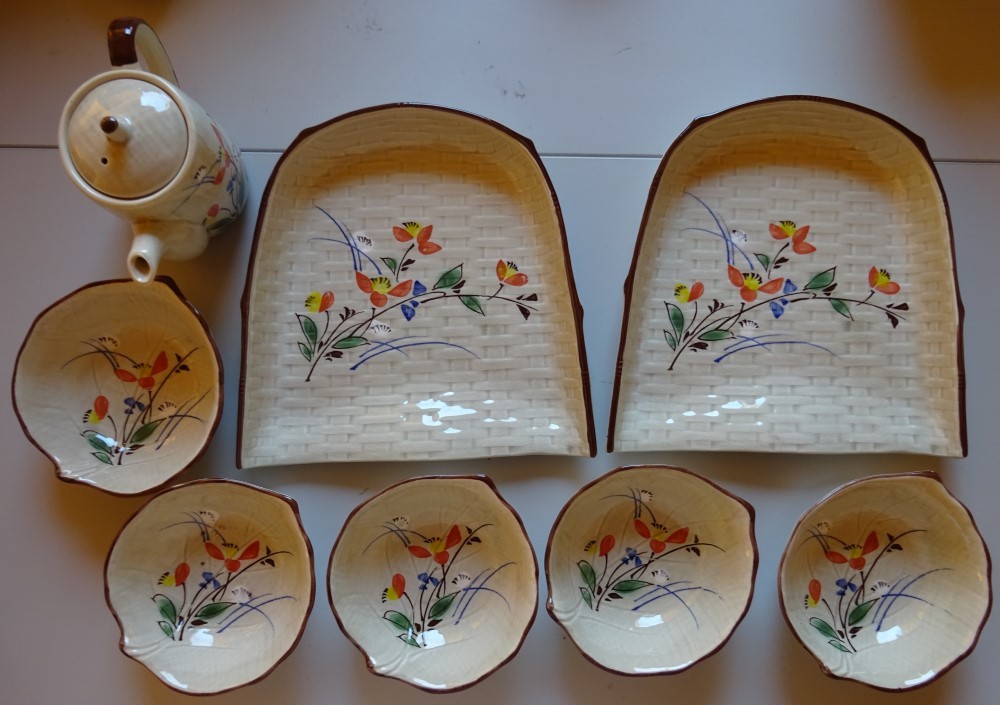 【新品】陶彩 花模様 天ぷらセット 2023060003拍卖
